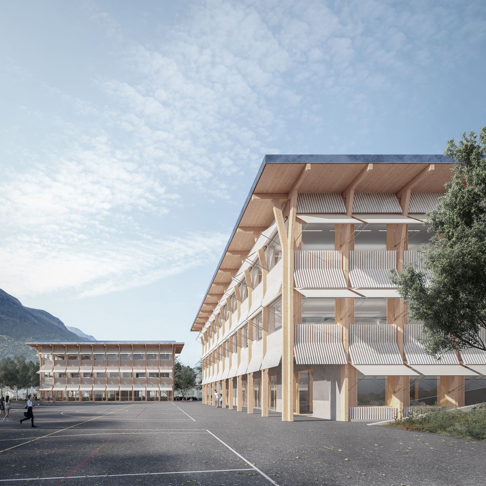 Neubau Primarschulhaus for Nau2, Lalden CH, visualization 1 of 2